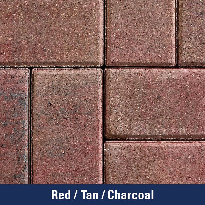 A close up of red / tan / charcoal bricks