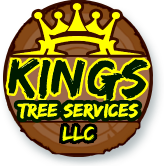 The logo for kings tree services llc has a crown on it.