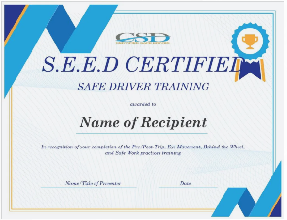 S.E.E.D Certified Safe Driver Training — Walnut, CA — Certified Safe Driver