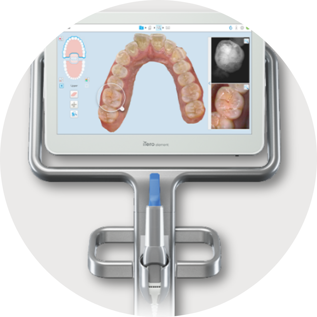 A tablet with a picture of teeth on it