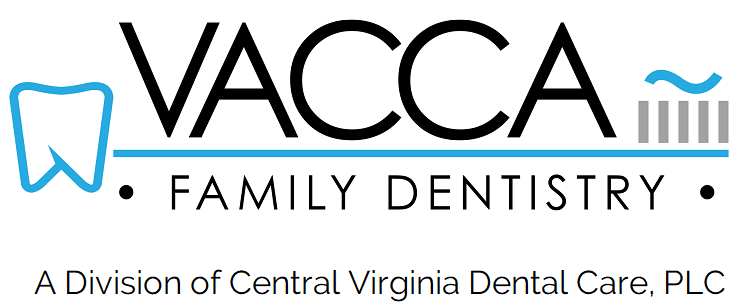 The logo for vacca family dentistry is a division of central virginia dental care plc.