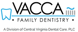 The logo for vacca family dentistry is a division of central virginia dental care plc.