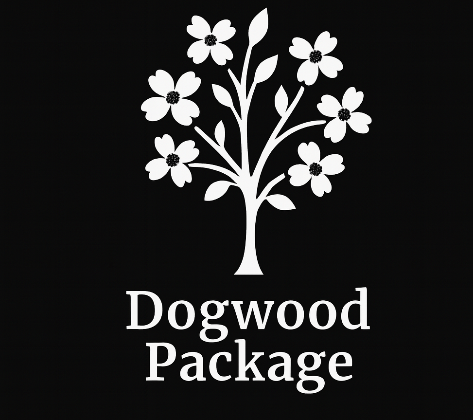 The logo for dogwood package shows a tree with flowers on it.