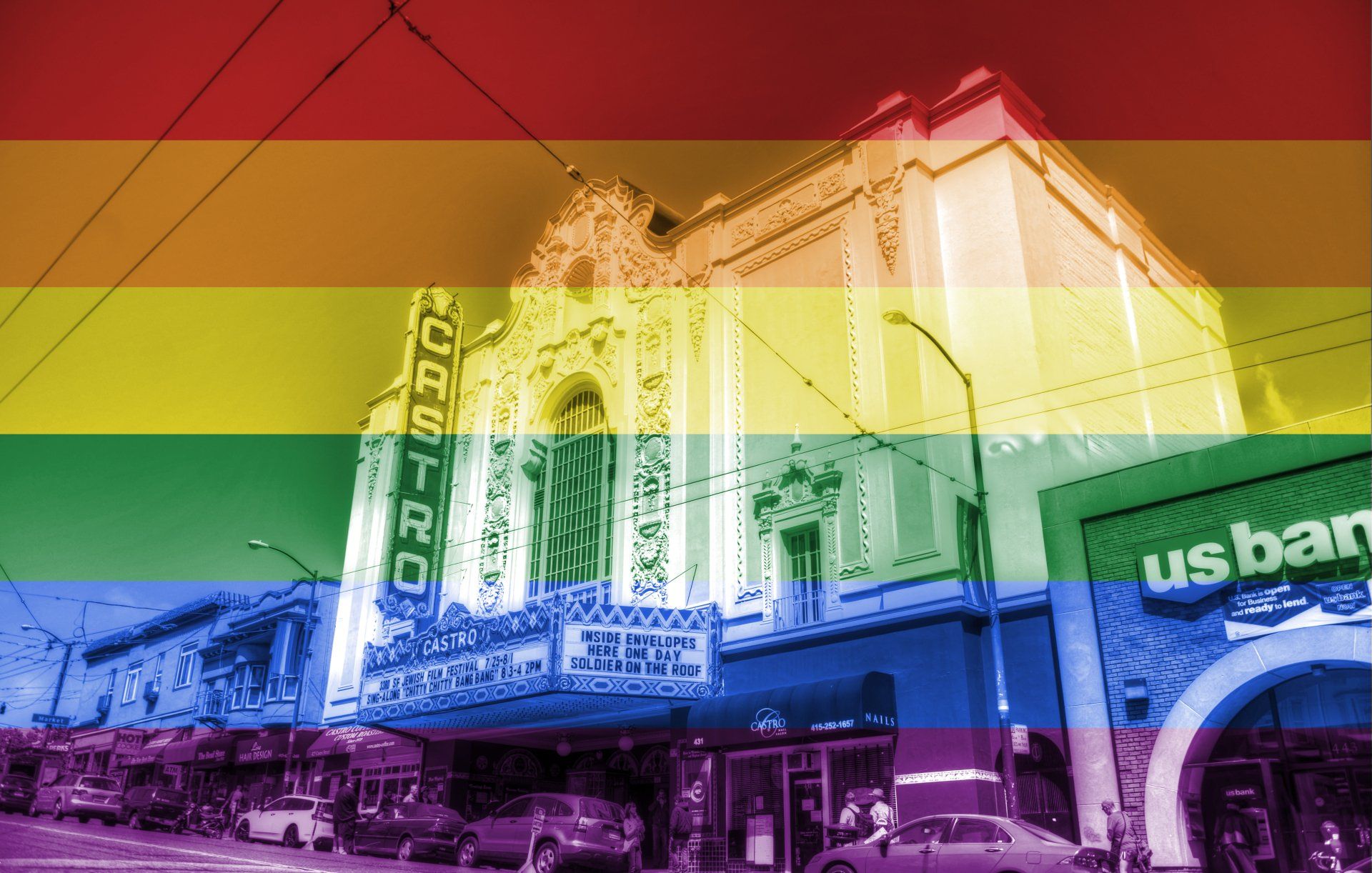 Castro Theater avec le drapeau arc en ciel à San Francisco