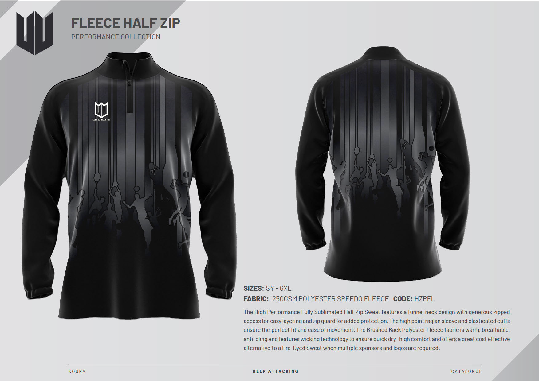 The front and back of a black fleece half zip shirt