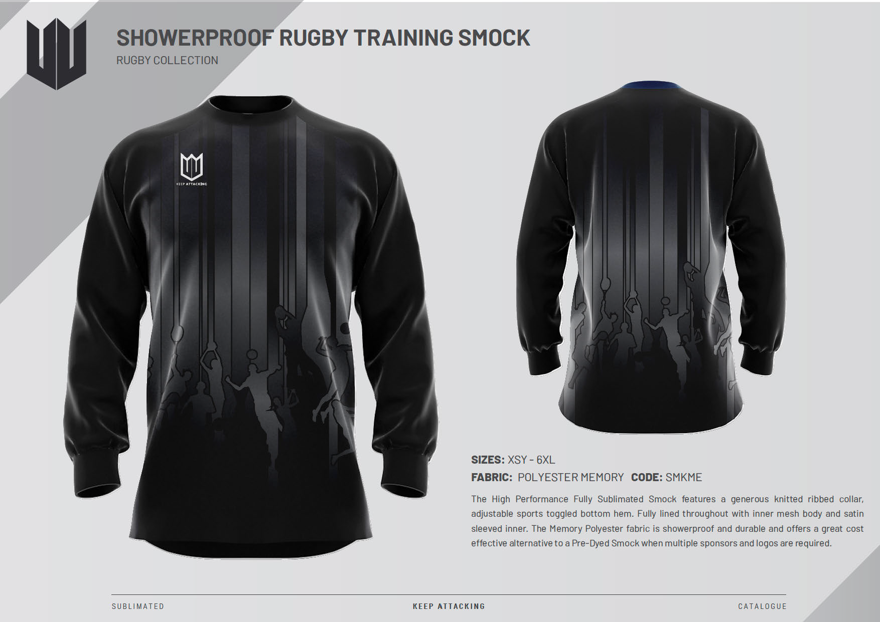 The front and back of a black rugby training shirt