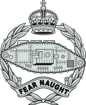 A black and white emblem with a crown and the words fear naught