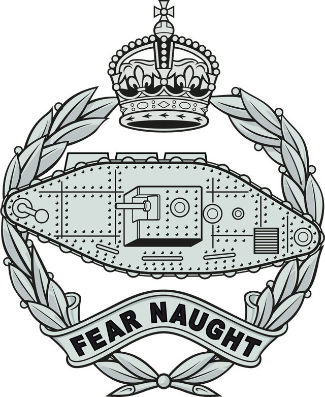 A black and white emblem with a crown and the words fear naught