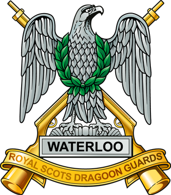 A logo for the royal scots dragoon guards