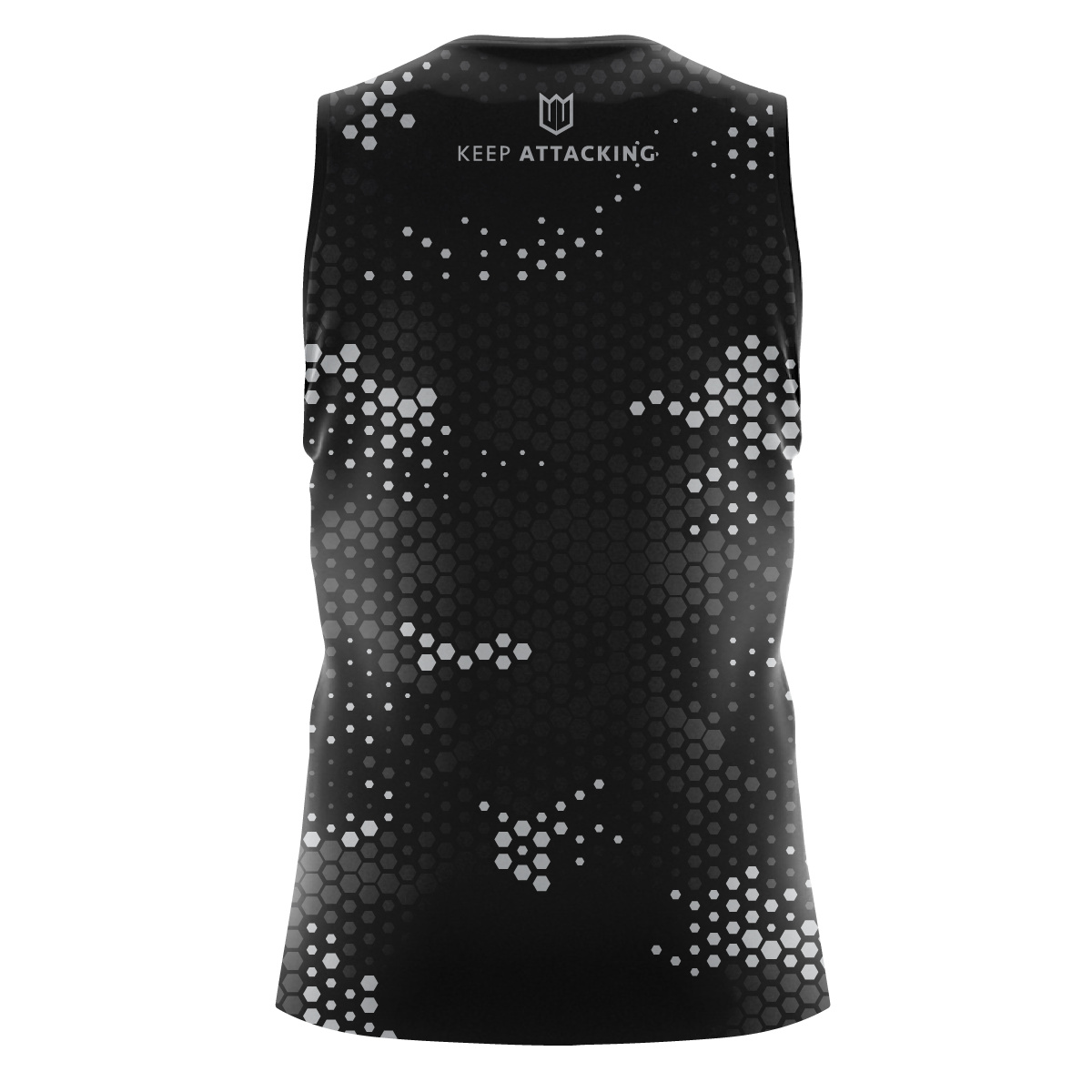 A black tank top with white dots on it