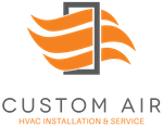 Orange air flow design with gray rectangle. 