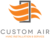 Orange air flow design with gray rectangle. 
