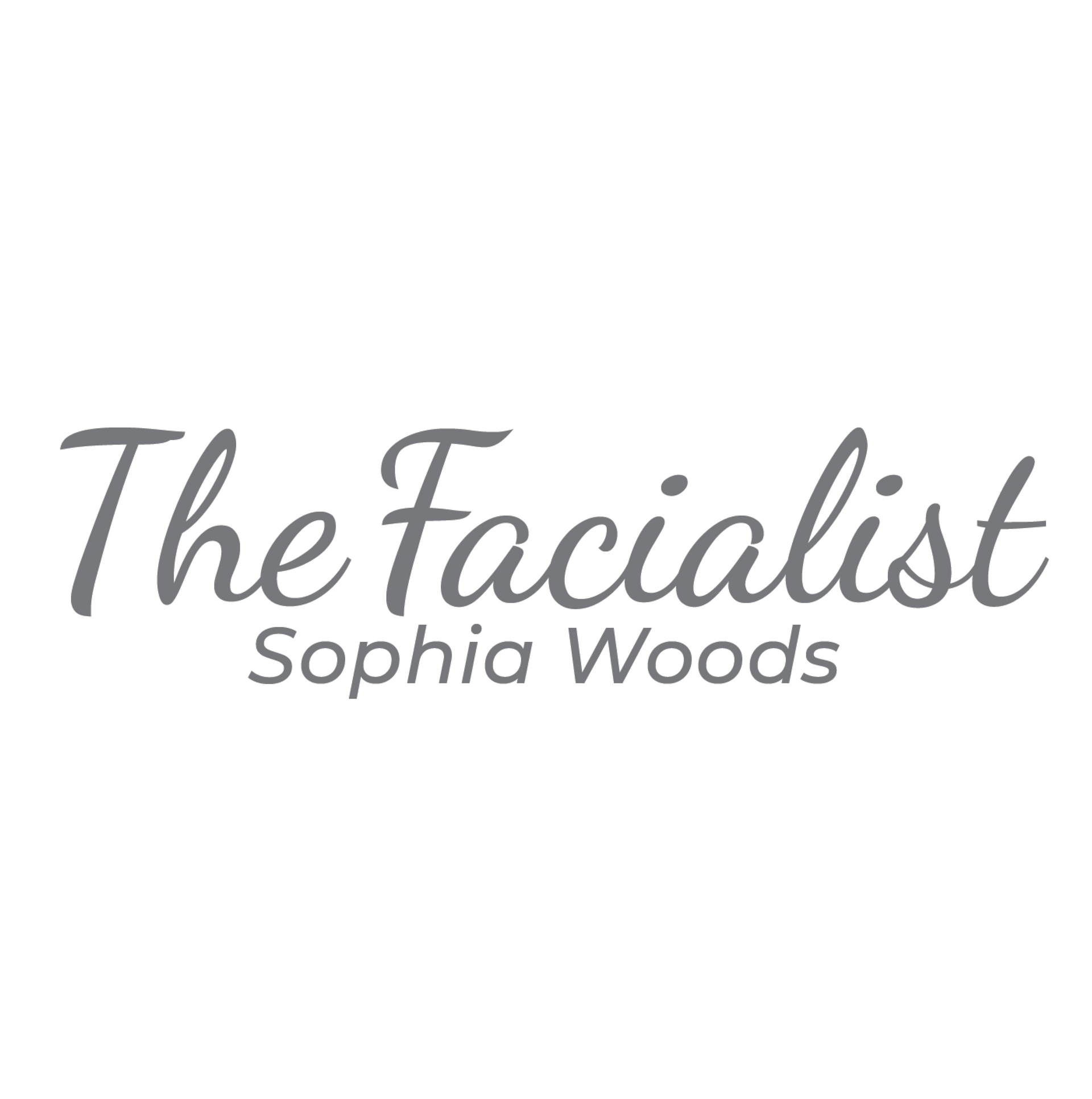 The Facialist Sophia Woods logo in gray script.