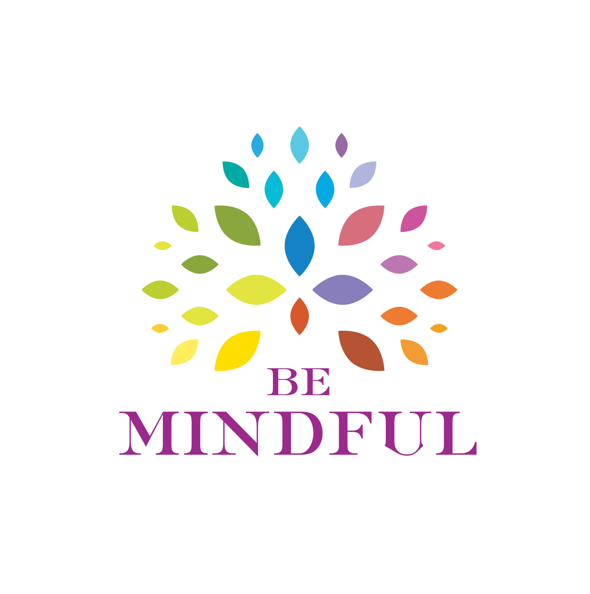 Colorful leaves forming a tree above the text 