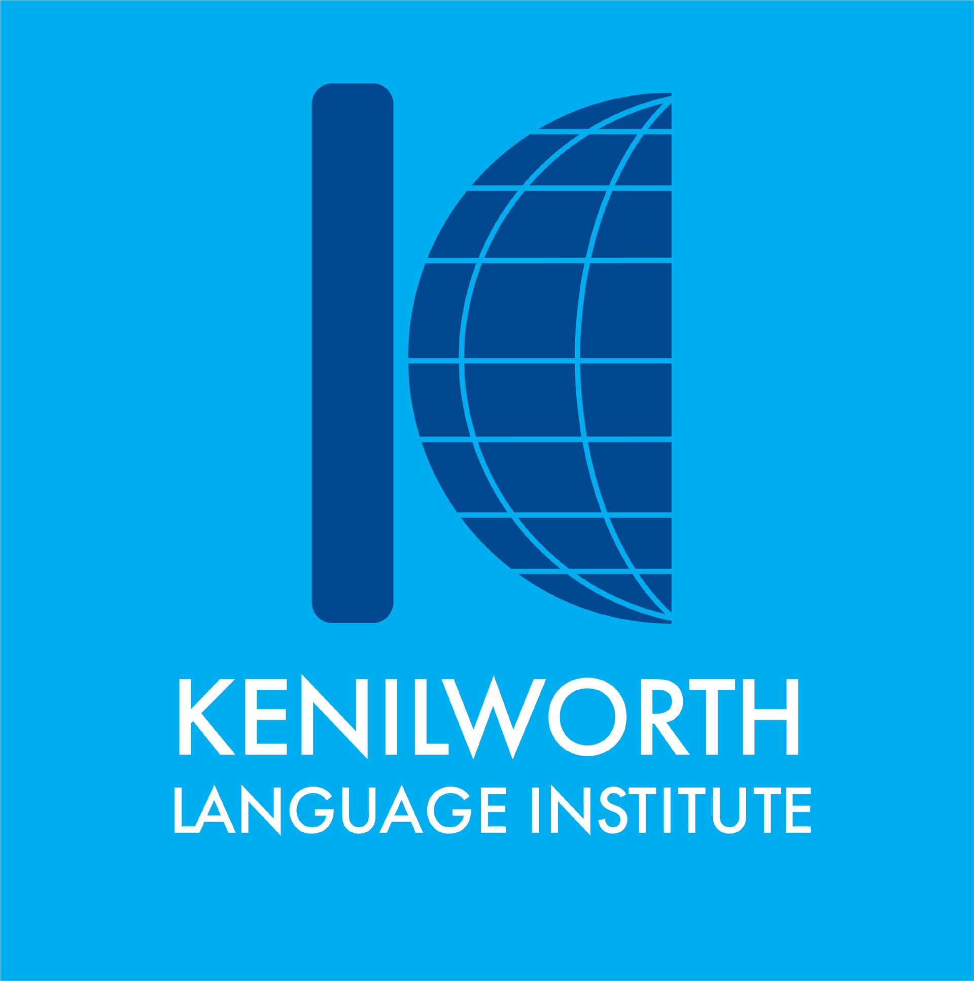 Blue logo of Kenilworth Language Institute. Features a stylized 