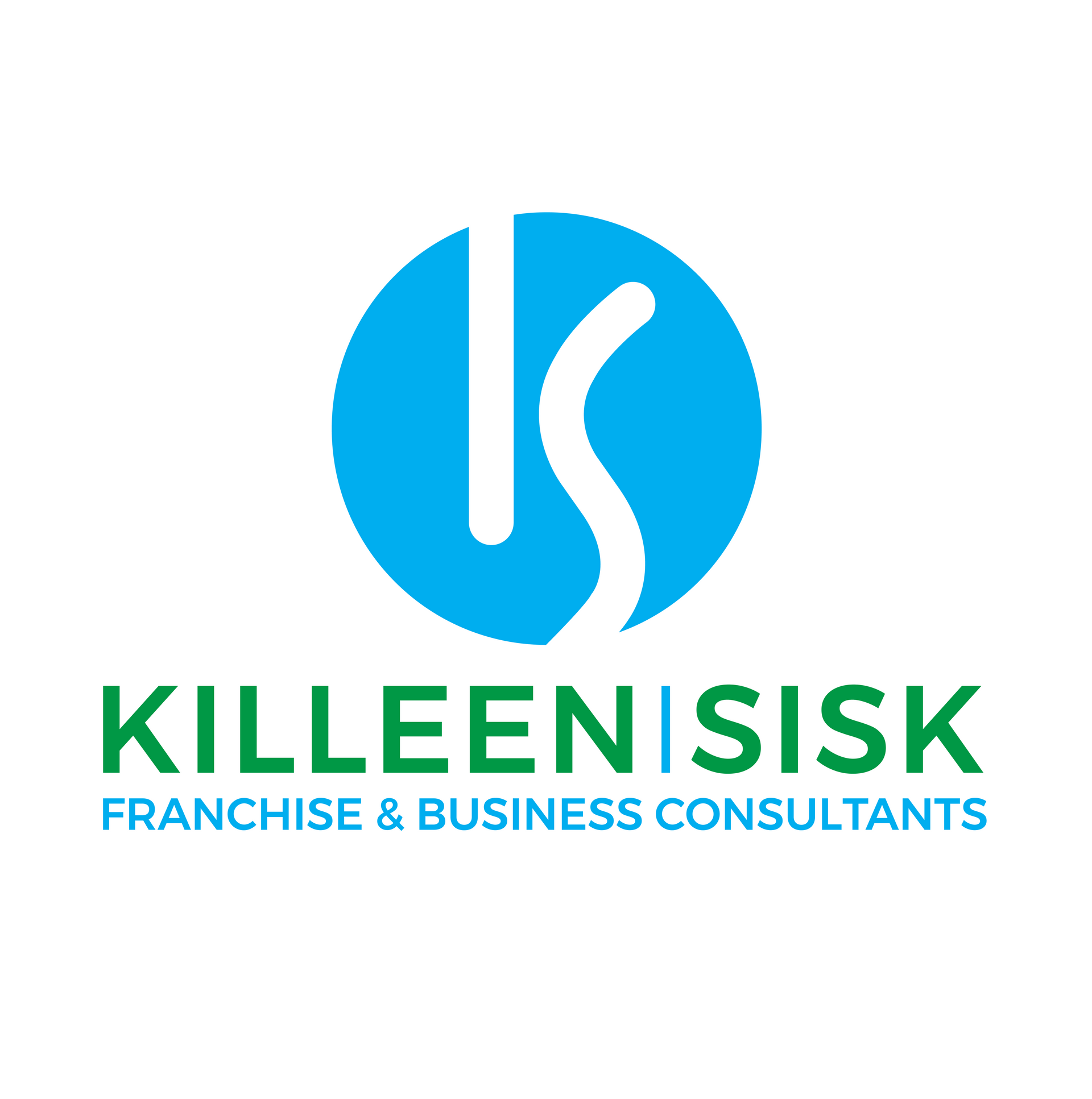 Logo: Blue circle with white 