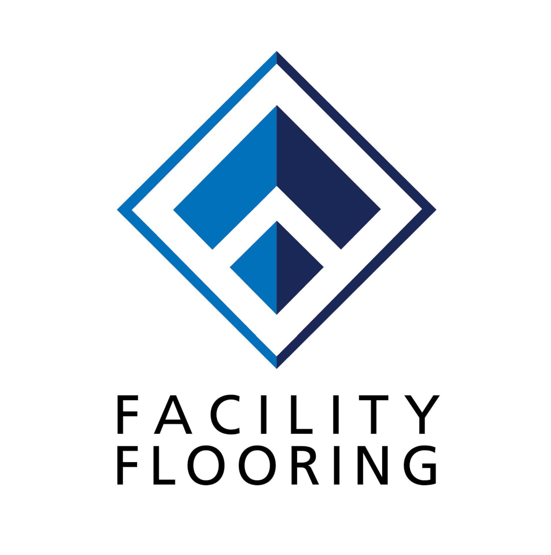 Logo: Blue geometric diamond with interior shapes; text 