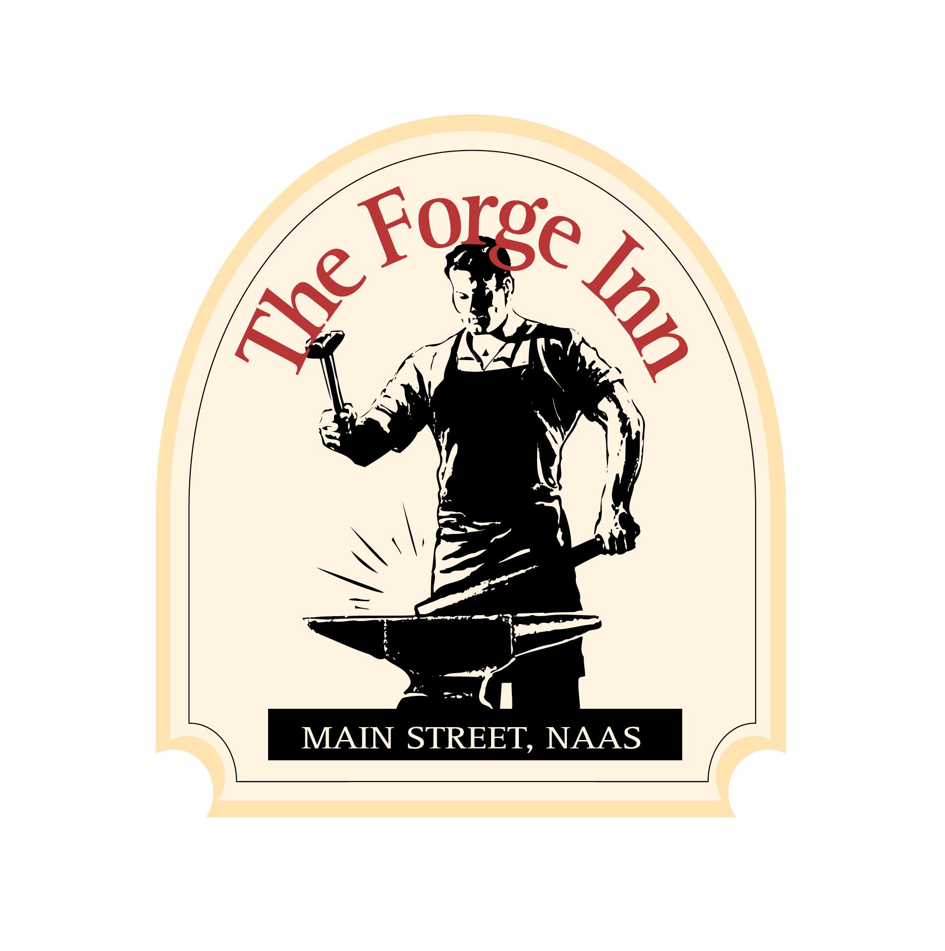 The Forge Inn sign with a blacksmith at work, Main Street, Naas.