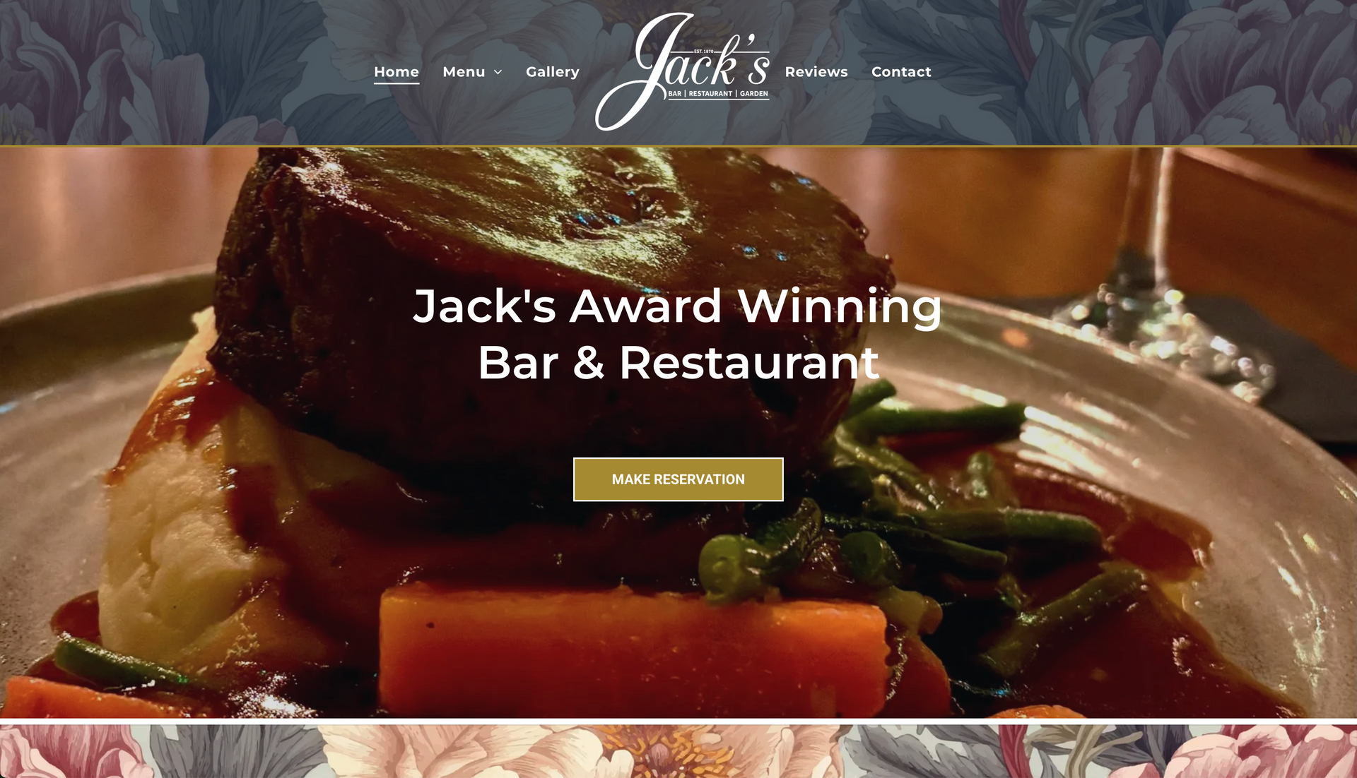 Jack's Bar & Restaurant: Award-winning meal on plate with vegetables.