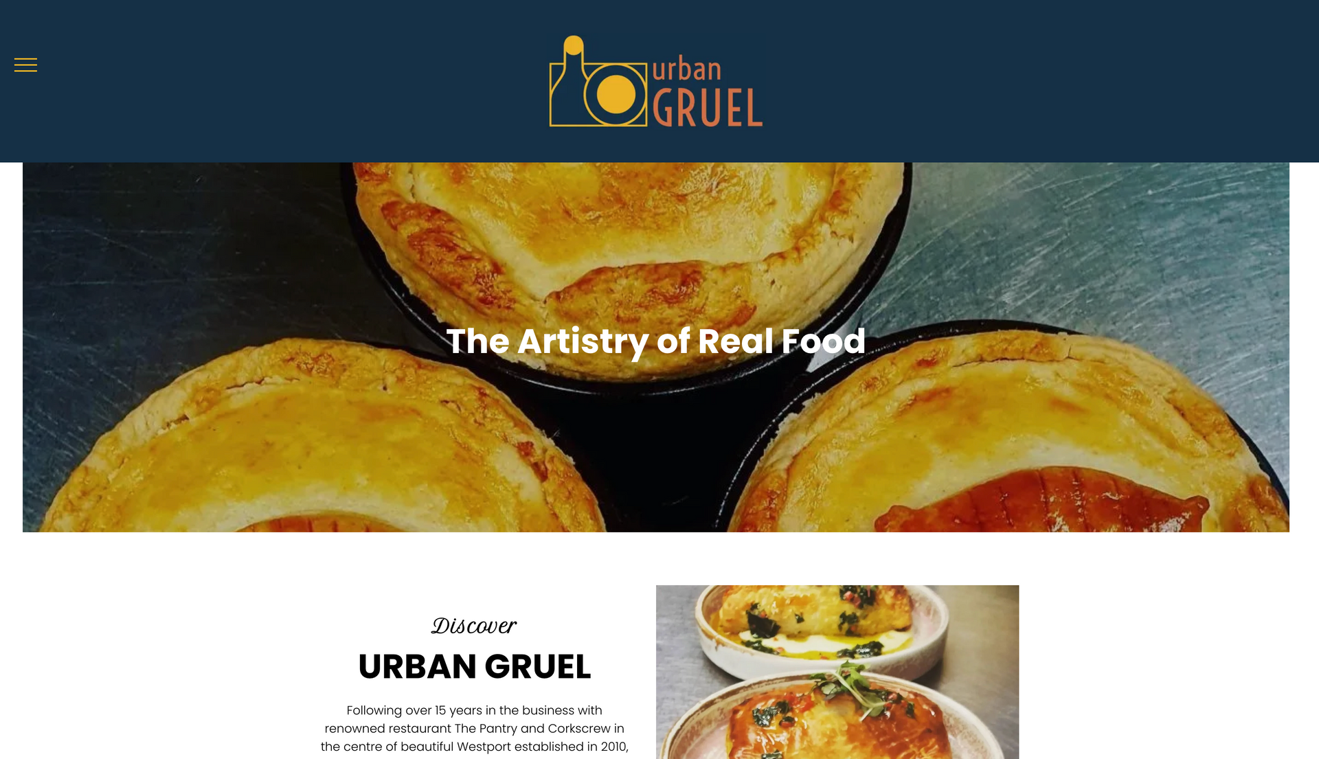 Urban Gruel website: Baked pies with golden crusts; 