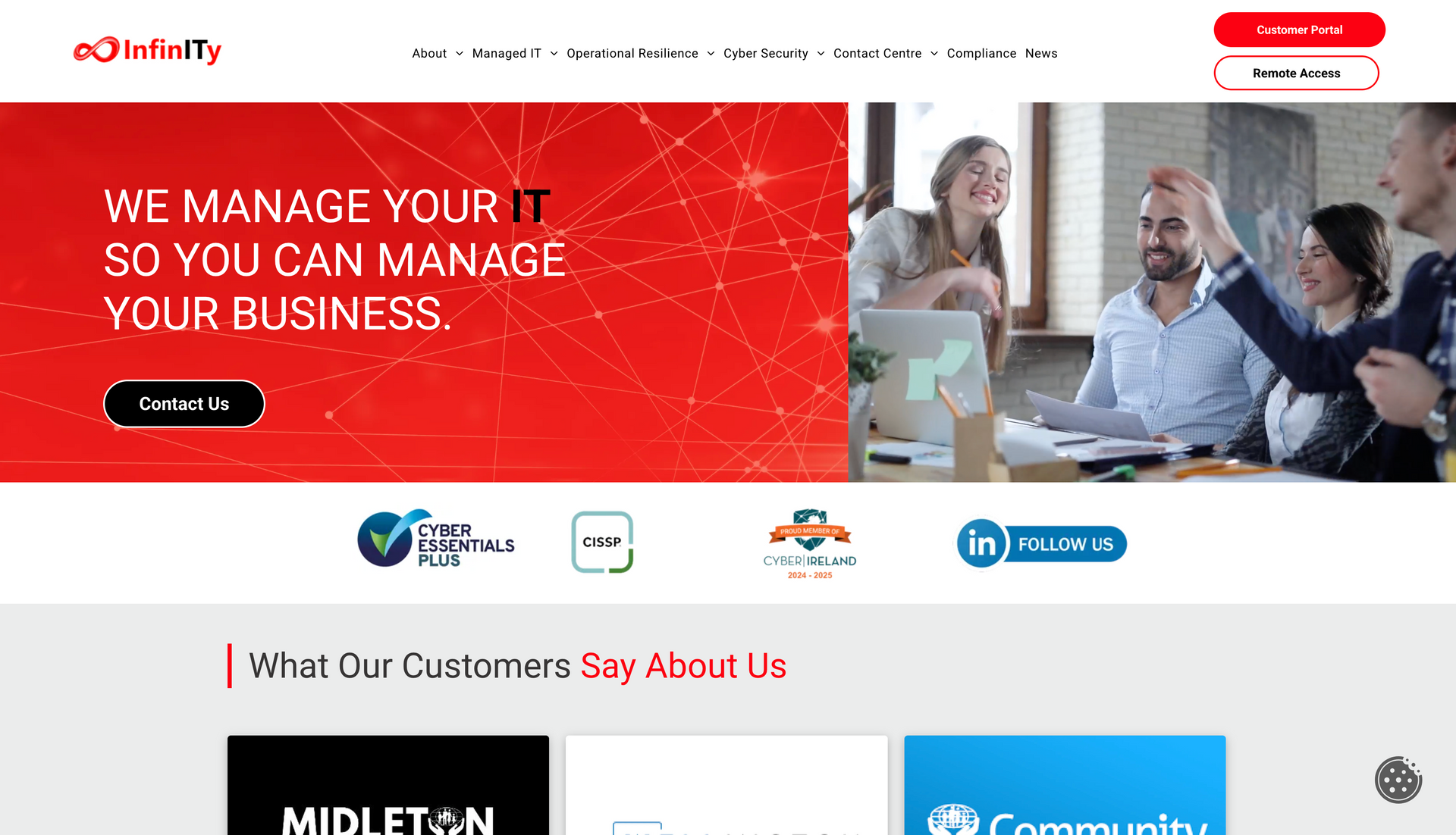 Website banner: Red background with text 