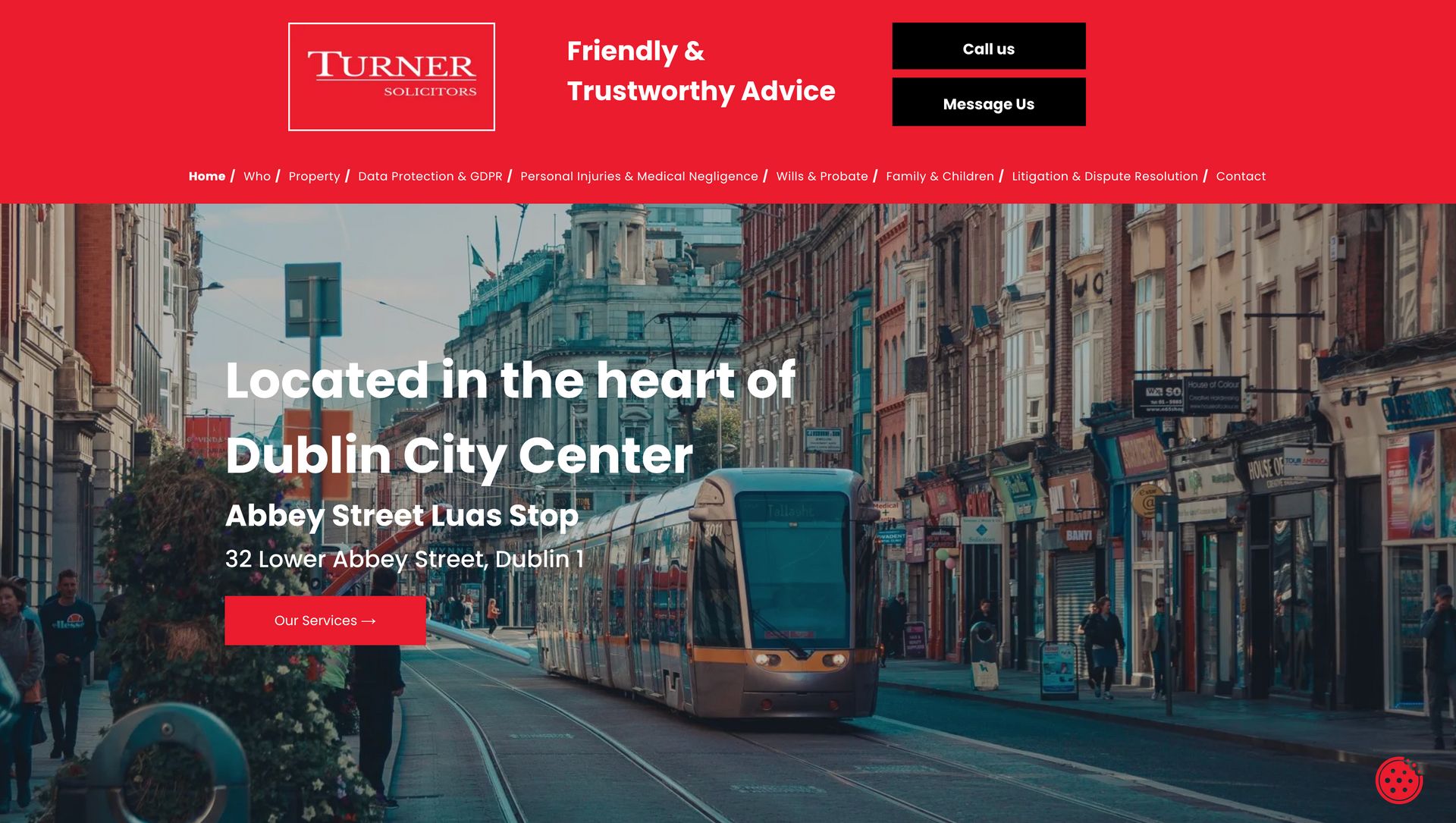 Website header with text 