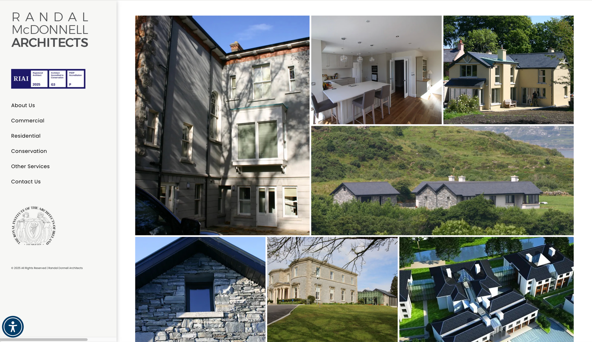 Randall McDonnell Architects website with photos of building exteriors and interiors.