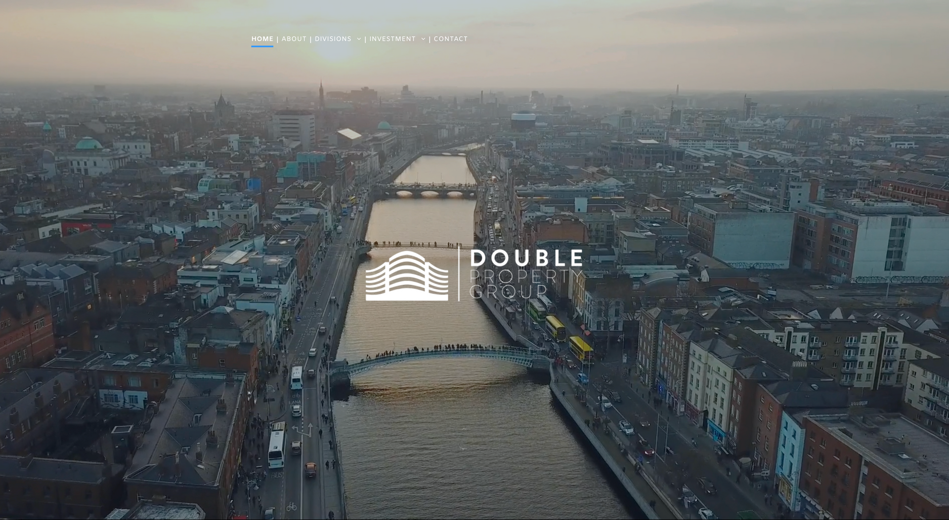 Aerial view of Dublin with a bridge, river, and a 