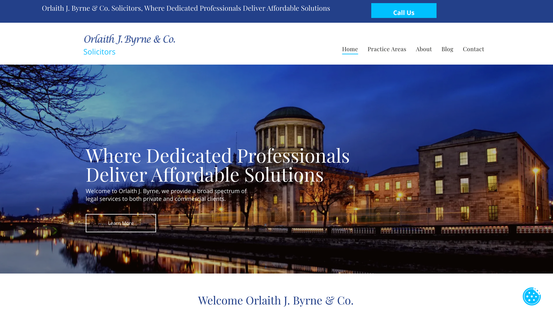 Website header for Griffith Byrne & Co. Law. Text: 