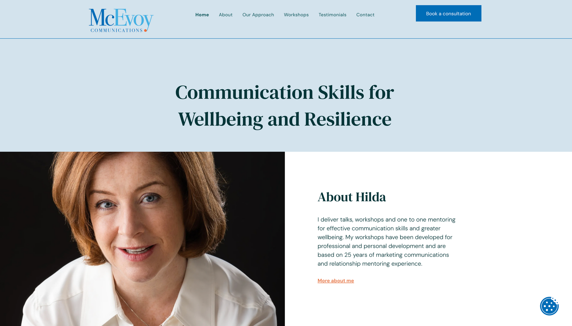 Woman with red hair, smiling, headline: 