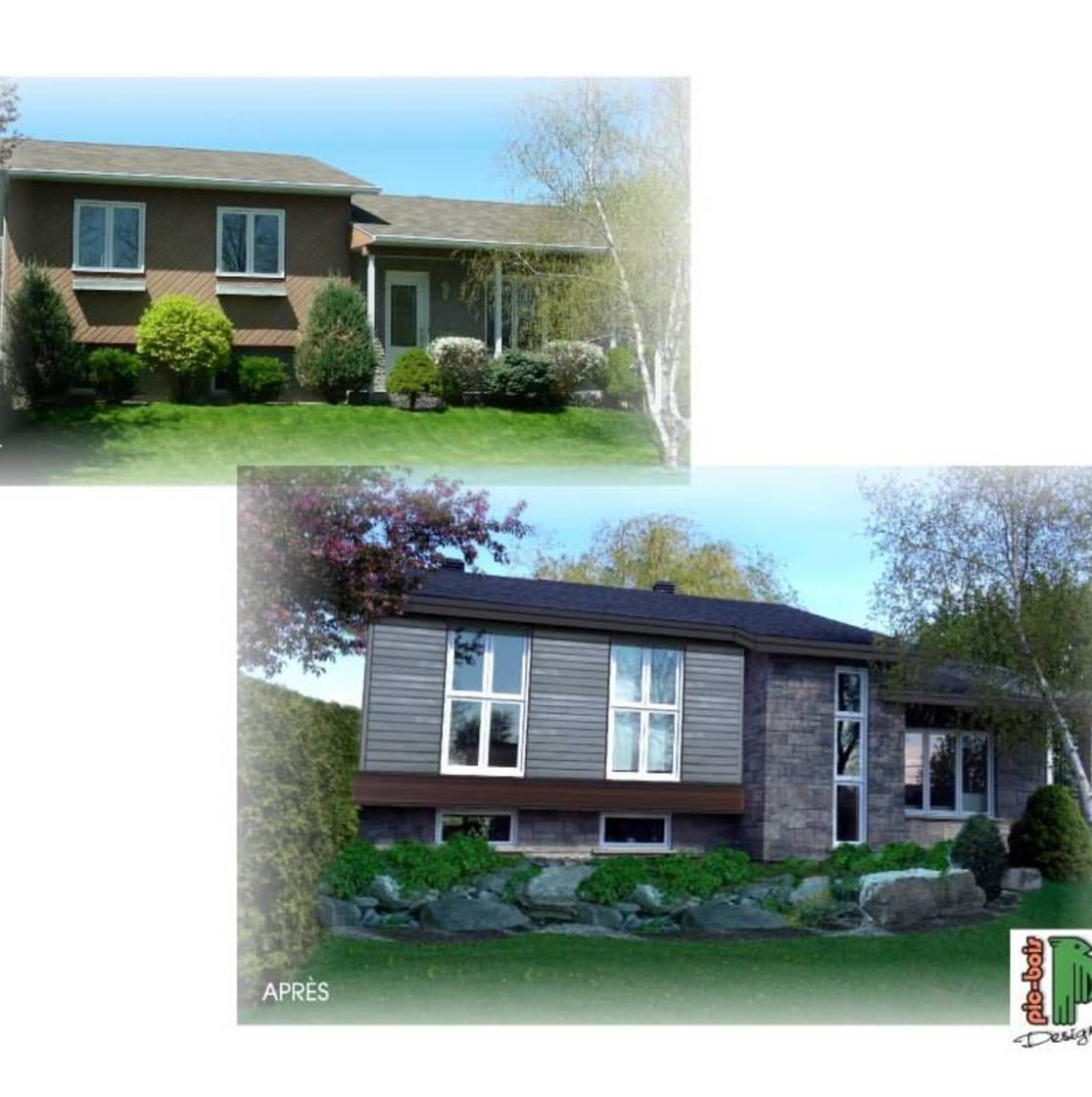 Une photo d'une maison avant et après rénovation