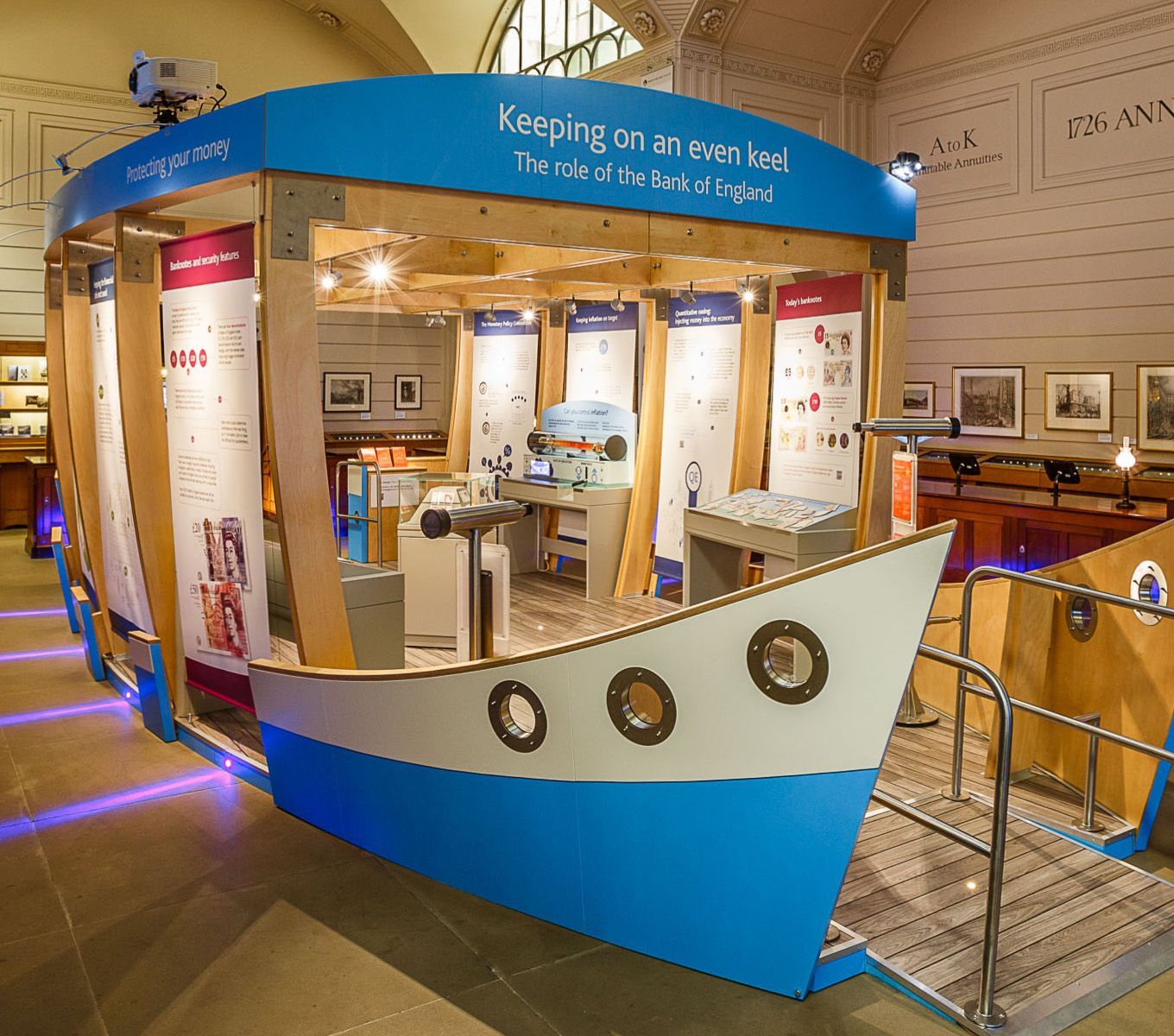Boat display at the Bank of England Museum