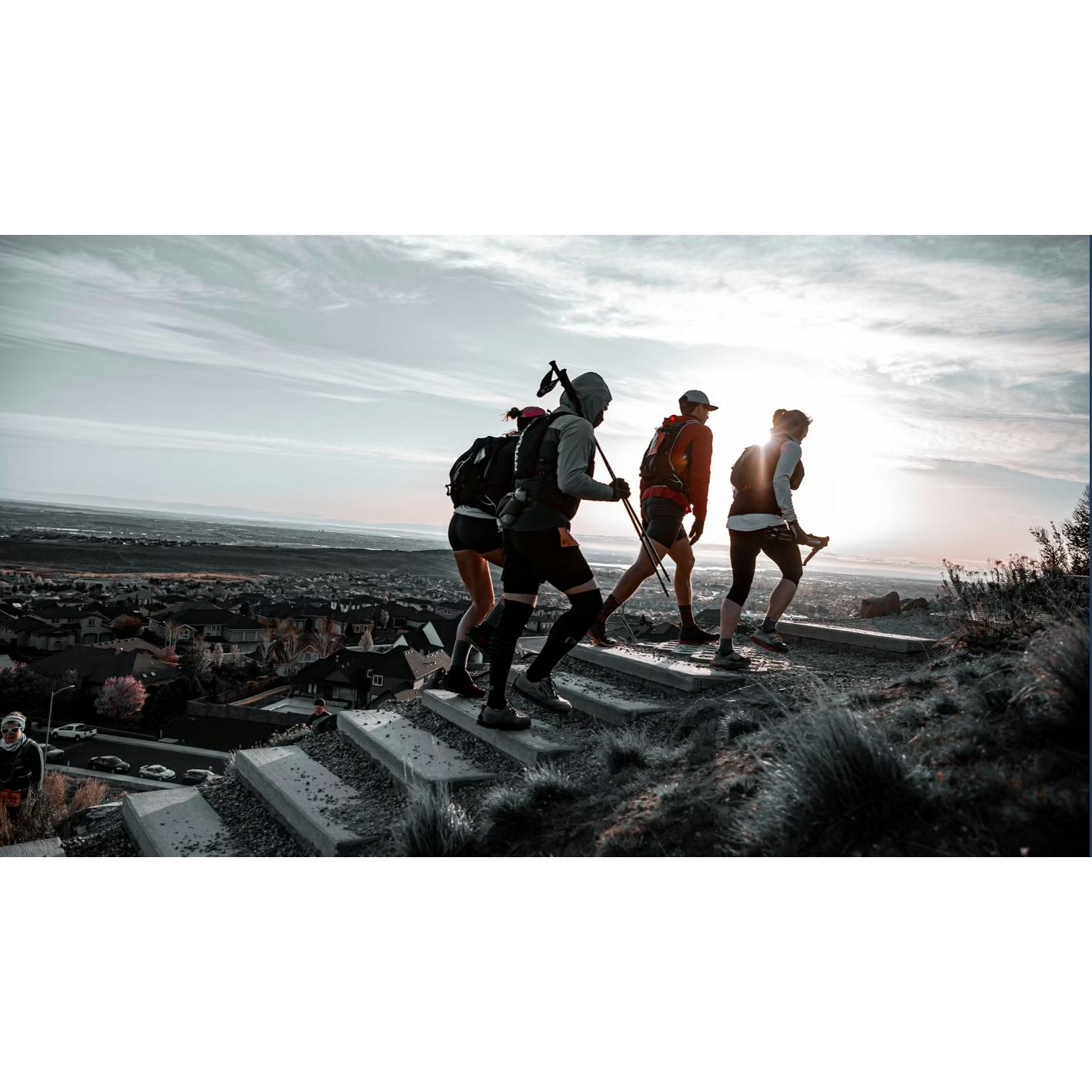 Image of people hiking up stairs