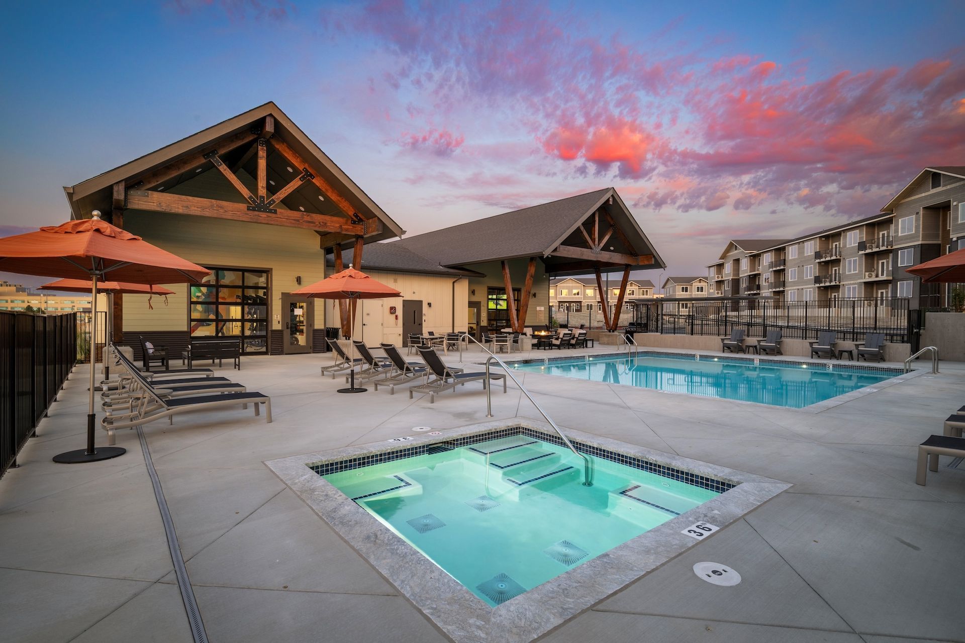 Swimming pool with spa and BBQ area