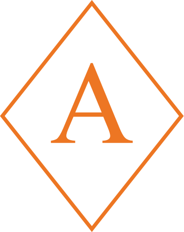 The letter a is in an orange square on a white background