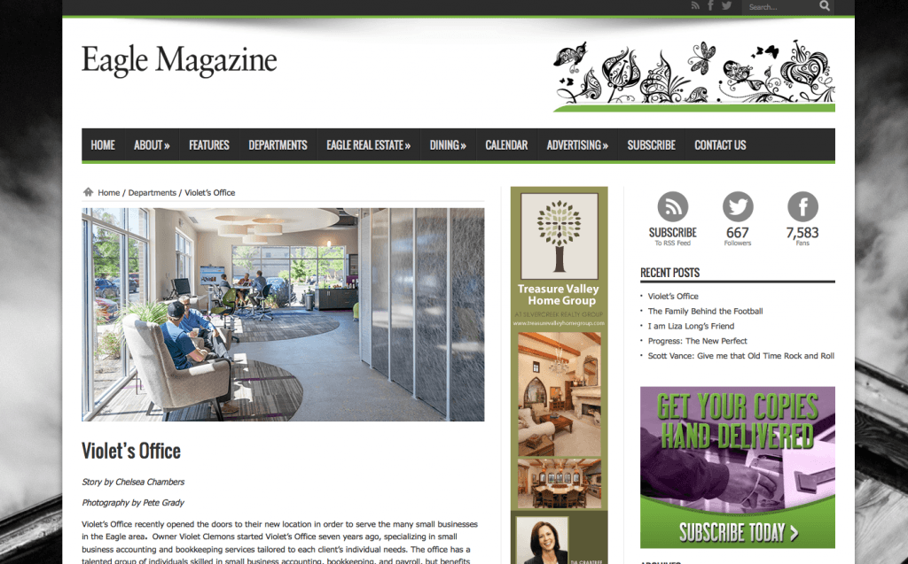 Violets Office on Eagle Magazine Website