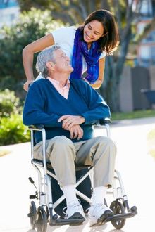 Senior Father In Wheelchair — Senior Care in Warwick, RI