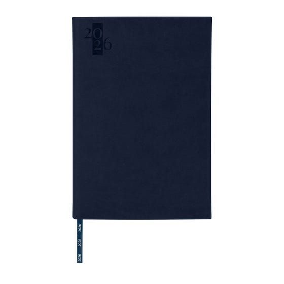 Un cuaderno azul oscuro con la inscripción 