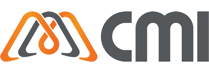 El logotipo presenta un símbolo abstracto de color naranja y gris con forma de una letra M estilizada, junto al texto gris en minúsculas 