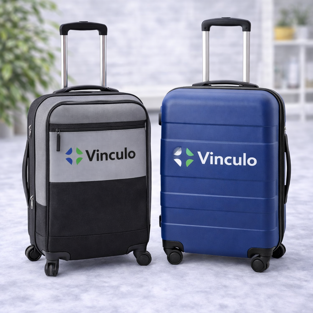 Dos maletas verticales con el logotipo