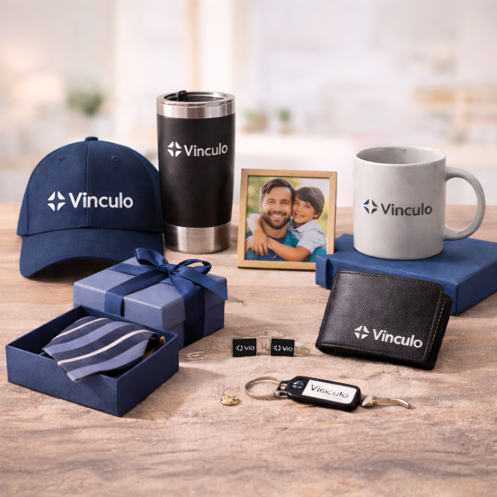 Una colección de artículos de regalo corporativos de la marca 