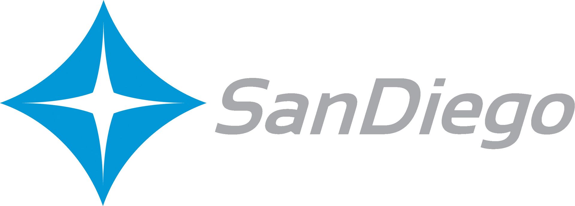 Una estrella azul de cuatro puntas junto al texto gris 