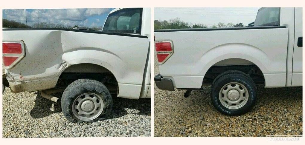 White Pick Up Truck being Repaired - Port Barre, LA - J & K Collision Center