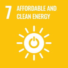 A yellow background with a white sun and the words `` 7 affordable and clean energy ''.