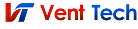 Logo for Vent Tech, featuring a red and blue