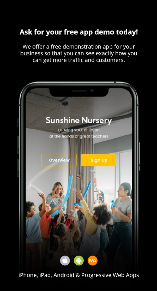 A screenshot of the sunshine nursery app on a cell phone.