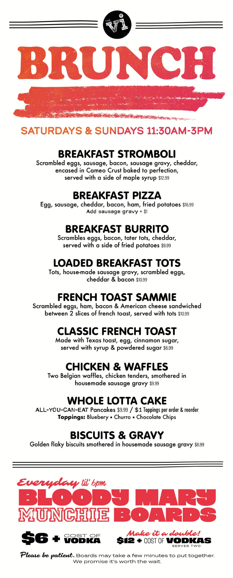 The Village Inn Sylvania - Sunday Brunch Menu