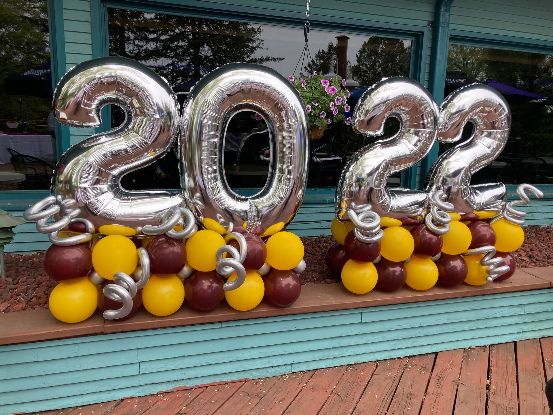 A bunch of balloons with the number 2022 on them
