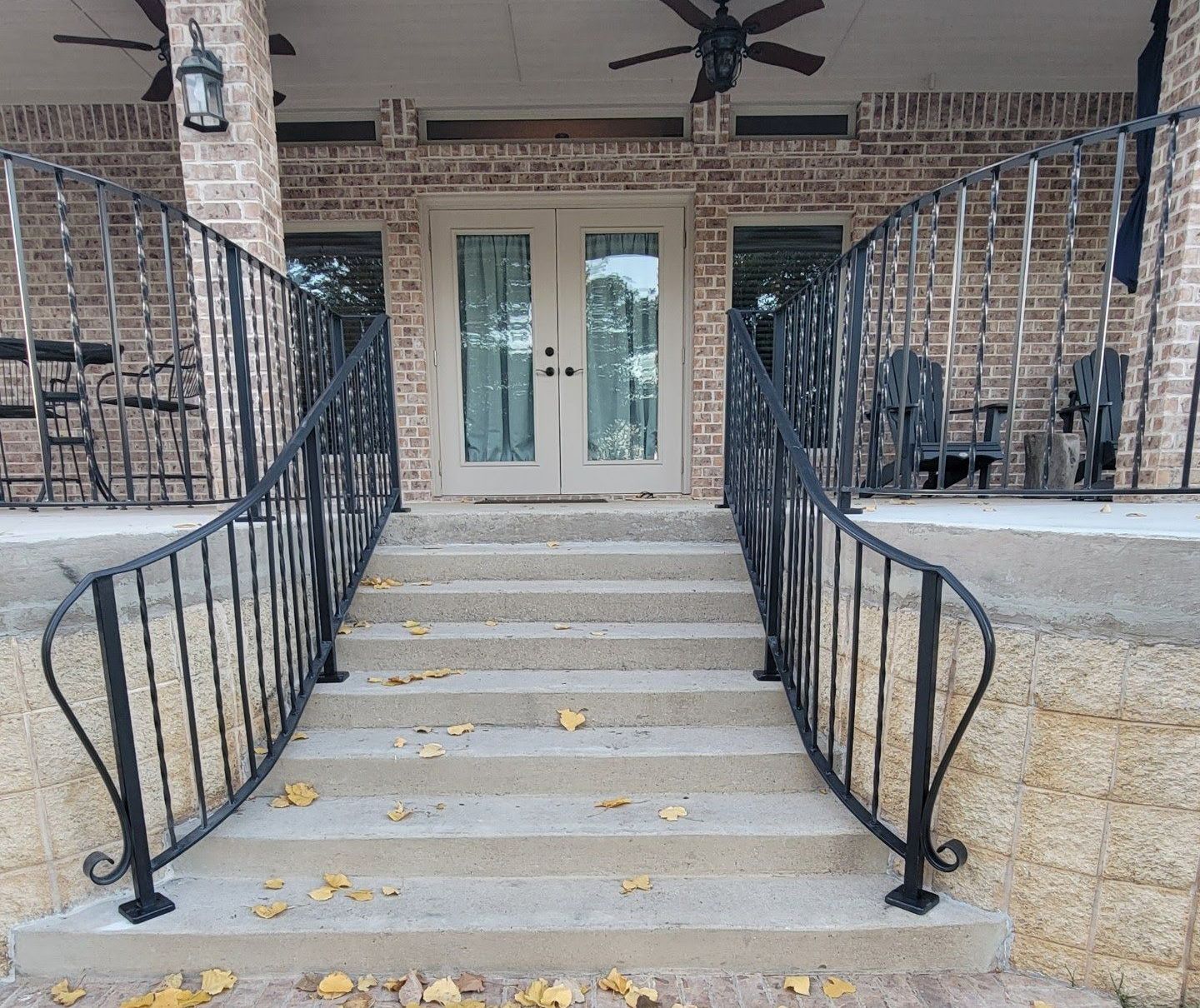 wrought iron handrail and railing for back steps of home