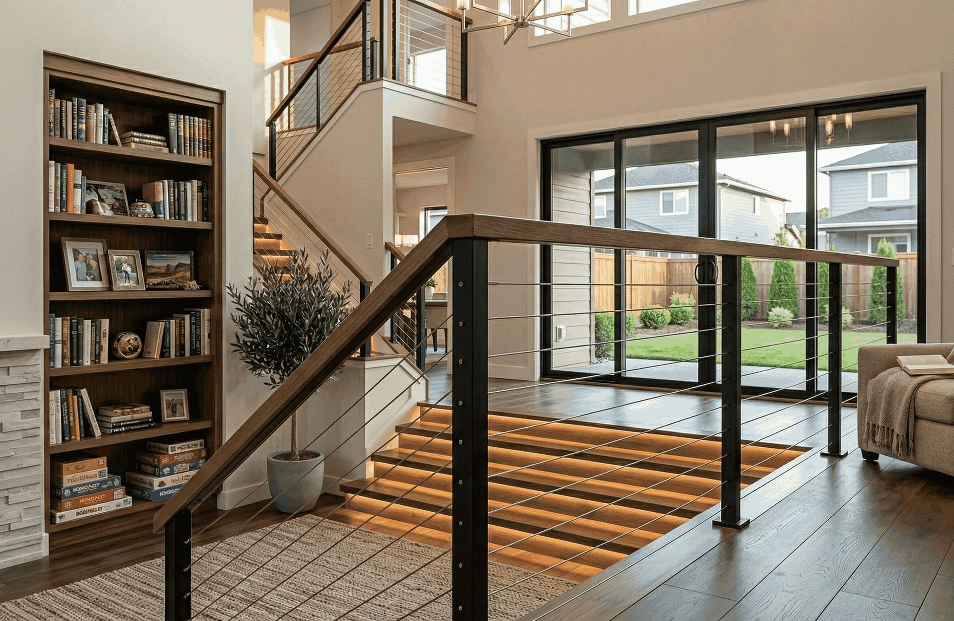 cable railing inside suburban philadelphia home